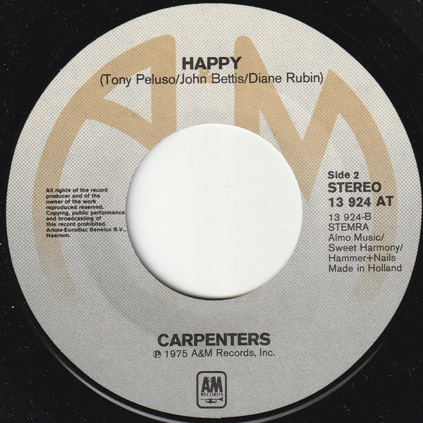 Carpenters : Only Yesterday (7",Single,45 RPM)