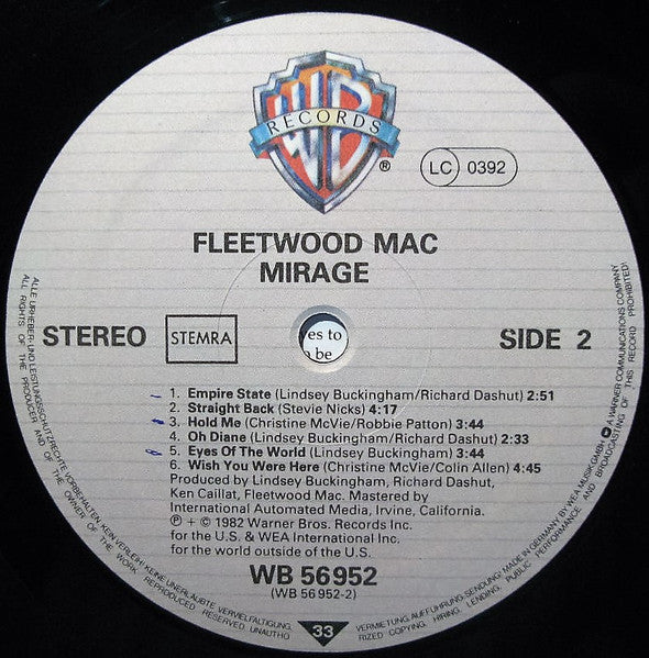 Fleetwood Mac : Mirage (LP,Album,Stereo)