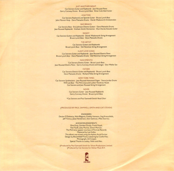 Cat Stevens : Back To Earth (LP,Album,Stereo)