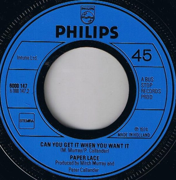 Paper Lace : The Night Chicago Died (7",45 RPM,Single)