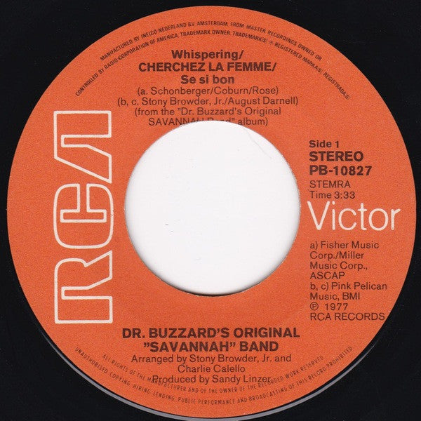 Dr. Buzzard's Original Savannah Band : Cherchez La Femme (7",45 RPM,Single,Stereo)