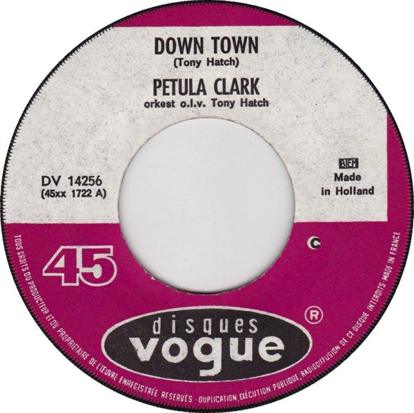 Petula Clark : Down Town (7",Single,45 RPM)