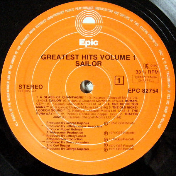 Sailor : Greatest Hits Vol.1 (LP,Compilation)