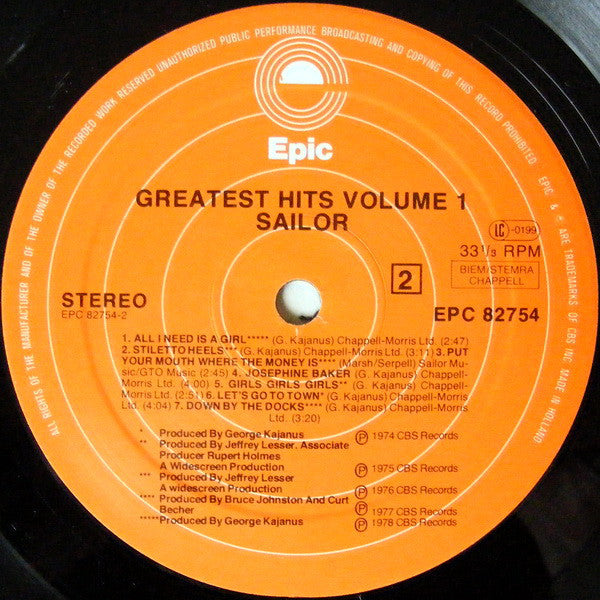 Sailor : Greatest Hits Vol.1 (LP,Compilation)