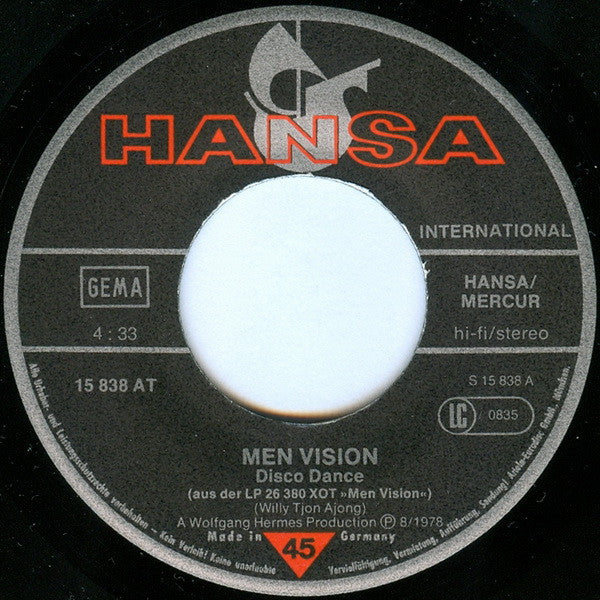 Men Vision : Disco Dance / Sugar, Sugar (7",Single,45 RPM)