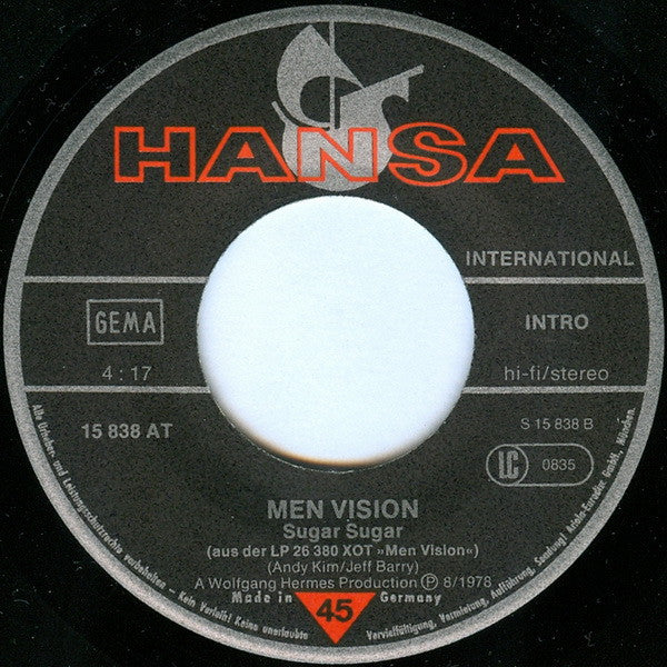 Men Vision : Disco Dance / Sugar, Sugar (7",Single,45 RPM)