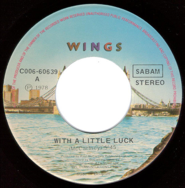 Wings (2) : With A Little Luck (7",45 RPM,Single,Stereo)