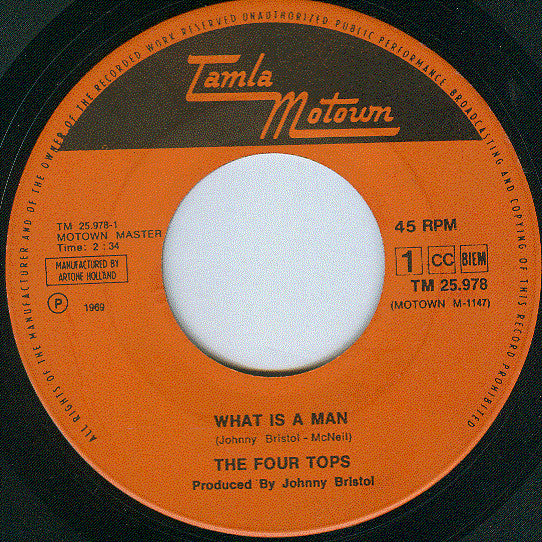 Four Tops : What Is A Man (7",45 RPM,Single,Mono)