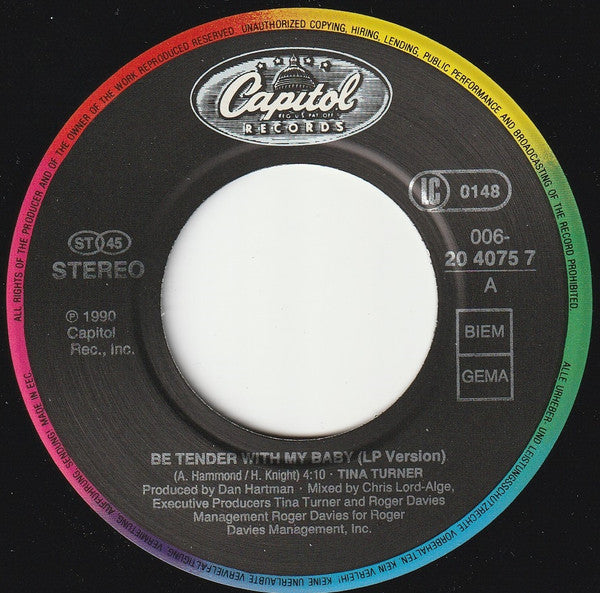 Tina Turner : Be Tender With Me Baby (7",45 RPM,Single)