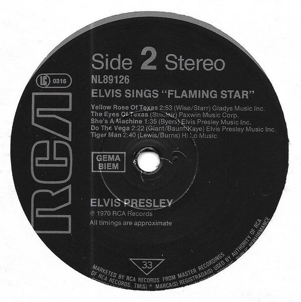 Elvis* : Elvis Sings "Flaming Star" (LP, Album, RE)