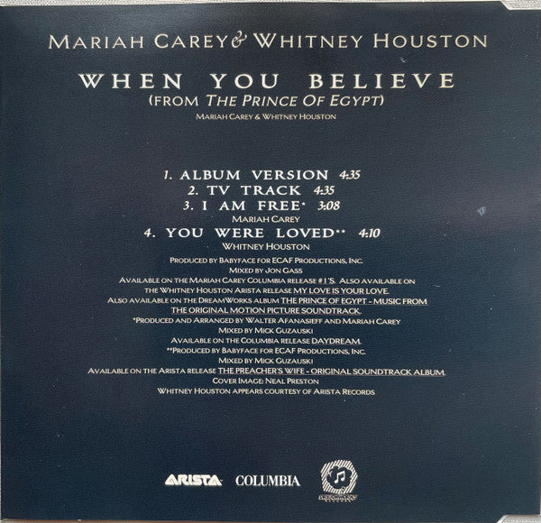 Mariah Carey & Whitney Houston : When You Believe (From The Prince Of Egypt) (Maxi-Single)