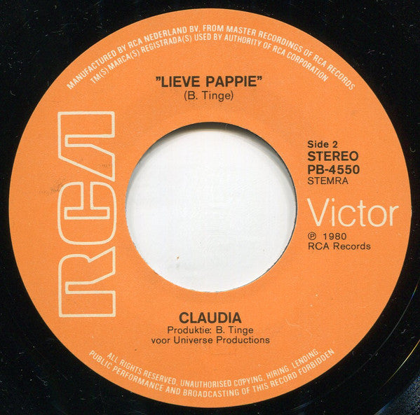 Claudia (61) : Papa, Waarom Kijk Je Steeds... / Lieve Papa (7",Single)