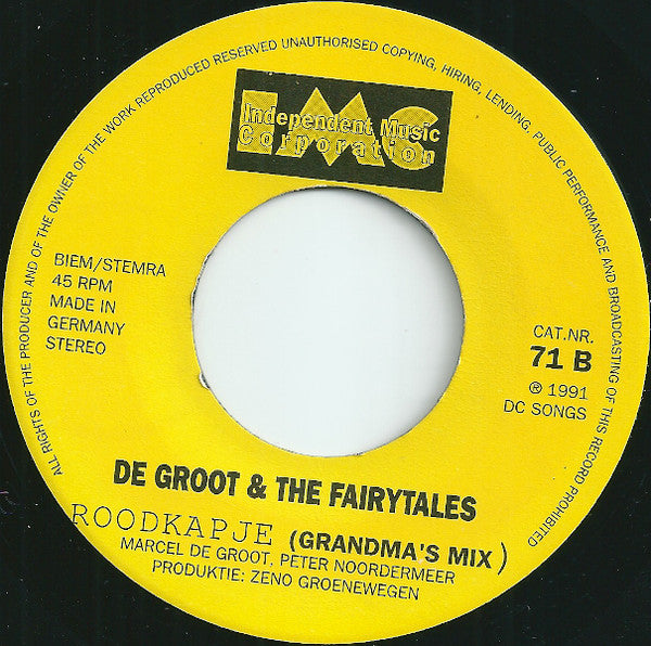 De Groot & The Fairytales : Roodkapje (45 RPM,7",Single,Stereo)