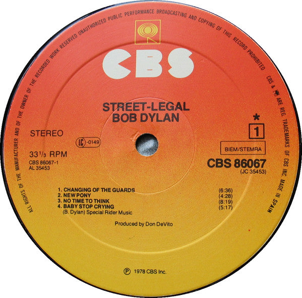 Bob Dylan : Street Legal (LP,Album)