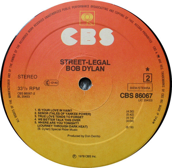 Bob Dylan : Street Legal (LP,Album)