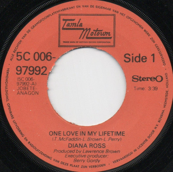 Diana Ross : One Love In My Lifetime (7",45 RPM)