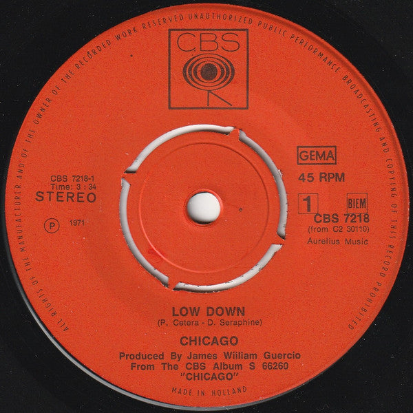 Chicago (2) : Lowdown c/w Loneliness Is Just A Word (7",45 RPM,Single,Stereo)