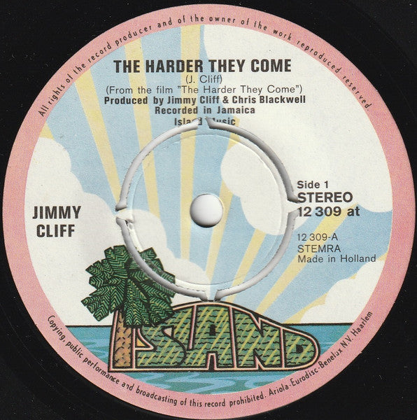 Jimmy Cliff : The Harder They Come / Trapped (7",45 RPM,Stereo)