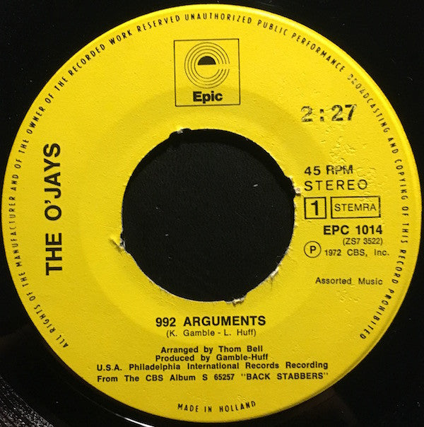 O'Jays, The : 992 Arguments (7",Single,45 RPM)