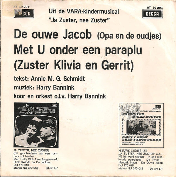 Hetty Blok En Leen Jongewaard : De Ouwe Jacob / Met U Onder Een Paraplu (7",Single,45 RPM,Mono)