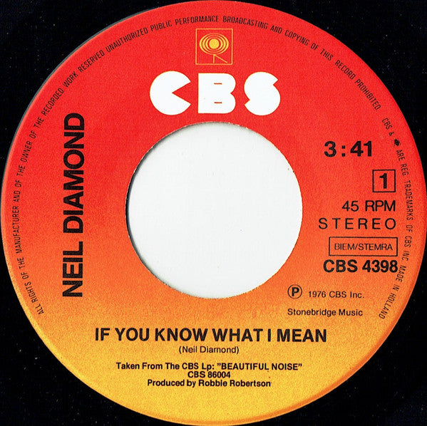 Neil Diamond : If You Know What I Mean (7",45 RPM,Single,Stereo)