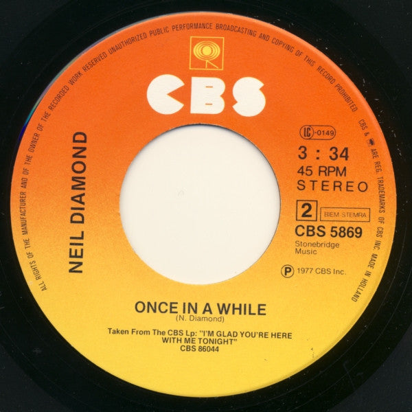 Neil Diamond : Desirée (7",45 RPM,Single,Stereo)