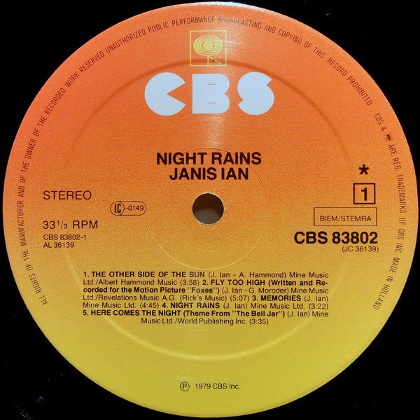 Janis Ian : Night Rains (LP,Album)