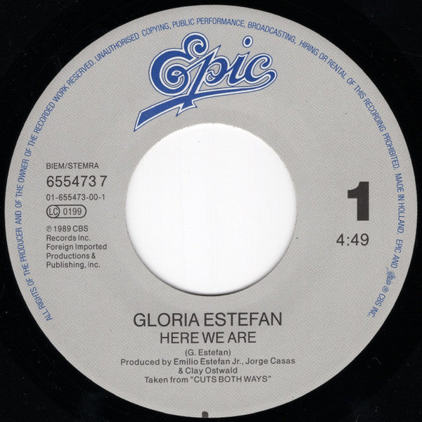 Gloria Estefan : Here We Are (7",45 RPM,Single)