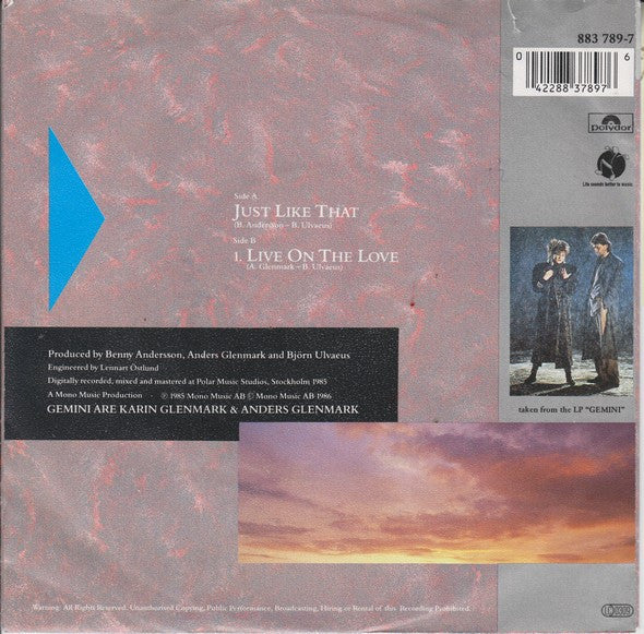 Gemini (5) : Just Like That (7",45 RPM,Single,Stereo)