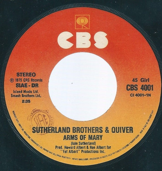 Sutherland Brothers & Quiver : Arms Of Mary (7",45 RPM,Single,Stereo)