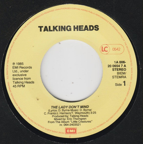 Talking Heads : The Lady Don't Mind (7",45 RPM,Single)