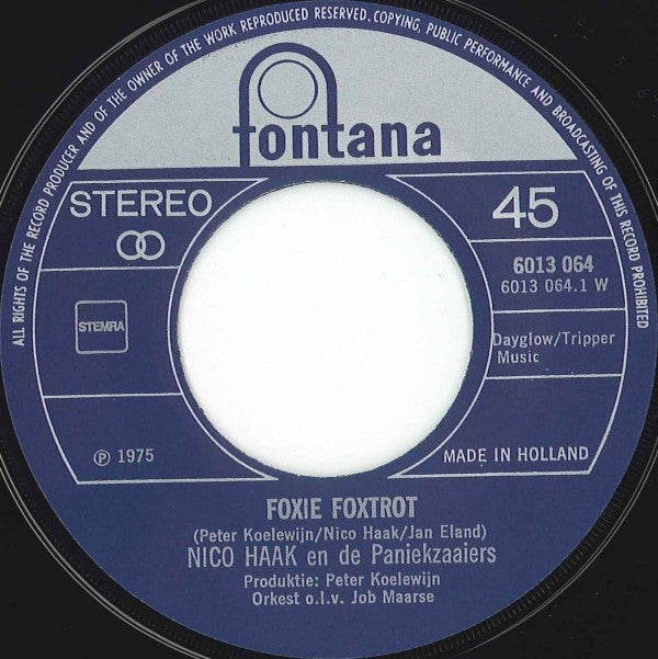 Nico Haak En De Paniekzaaiers : Foxie Foxtrot (7",45 RPM,Single)