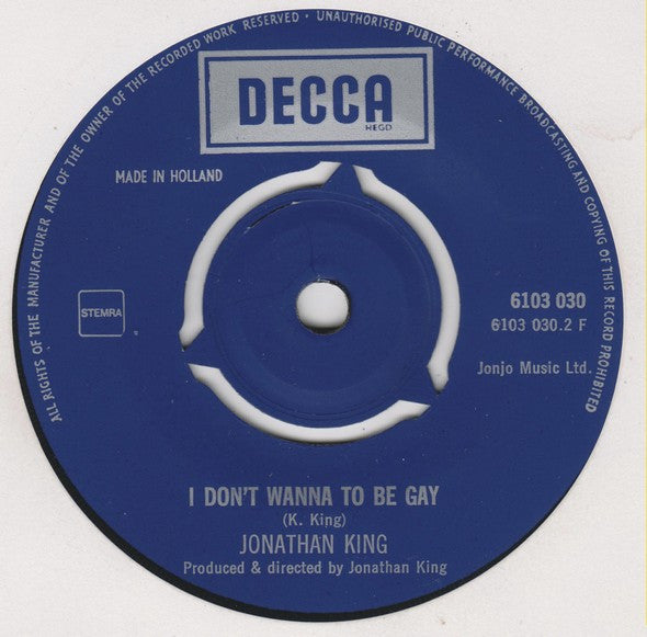 Jonathan King : Hooked On A Feeling (7",45 RPM,Mono)