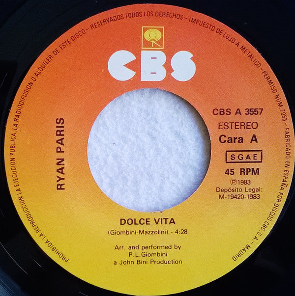Ryan Paris : Dolce Vita (7",45 RPM,Single)