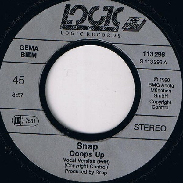 Snap! : Ooops Up (7",45 RPM,Single,Stereo)