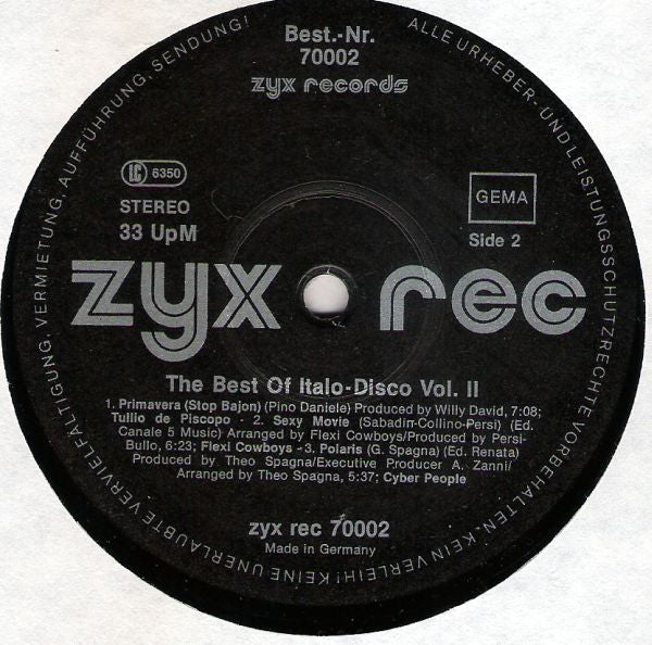 Various : The Best Of Italo-Disco Vol. 2 (LP,Compilation)