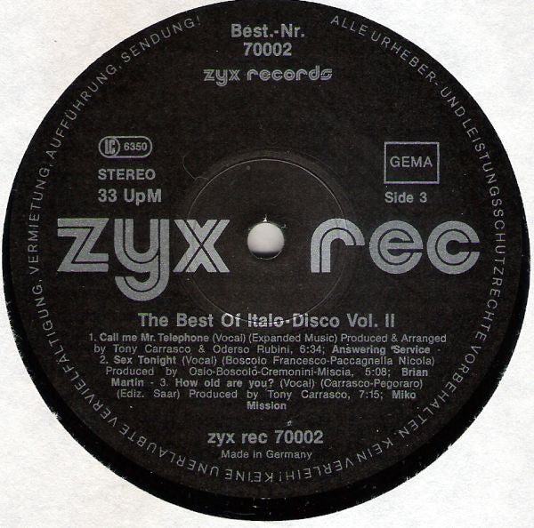 Various : The Best Of Italo-Disco Vol. 2 (LP,Compilation)