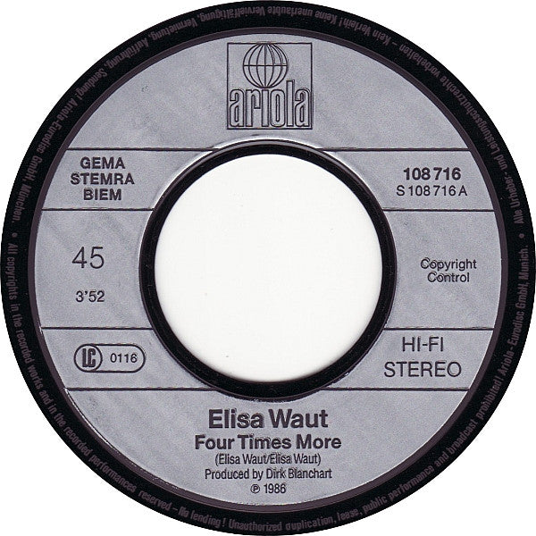 Elisa Waut : Four Times More (7",45 RPM,Single,Stereo)