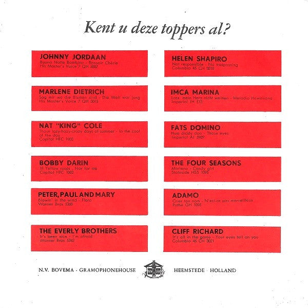 Cliff Richard : Maria No Mas / Tus Besos (7",45 RPM,Single)