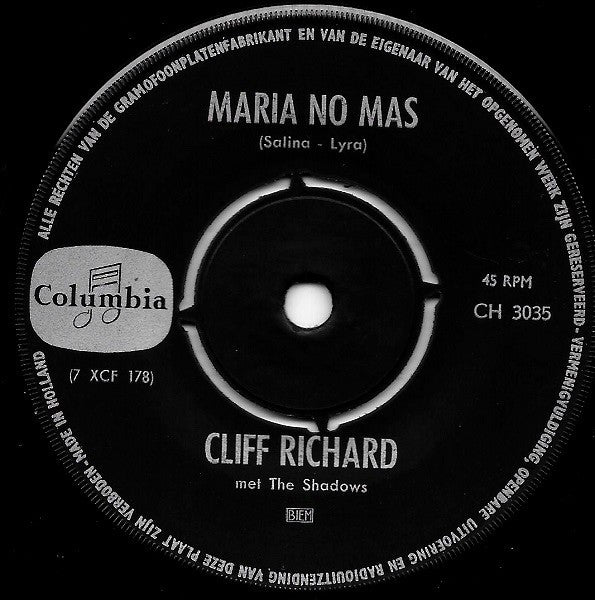 Cliff Richard : Maria No Mas / Tus Besos (7",45 RPM,Single)