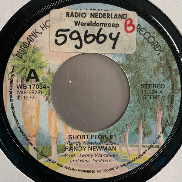 Randy Newman : Short People (7",45 RPM,Single,Stereo)