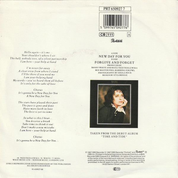 Basia : New Day For You (7",45 RPM,Single,Stereo)