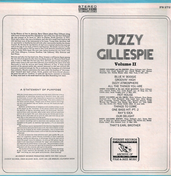 Dizzy Gillespie : Dizzy Gillespie Volume II (LP,Compilation)