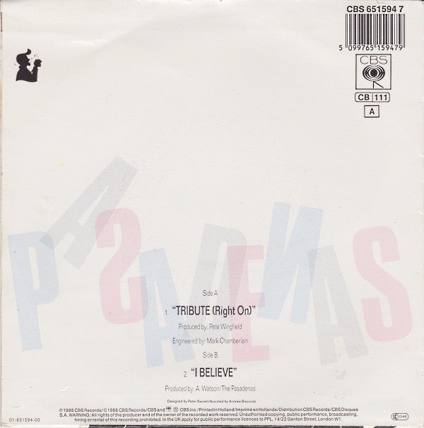 Pasadenas, The : Tribute (7",Single,45 RPM)