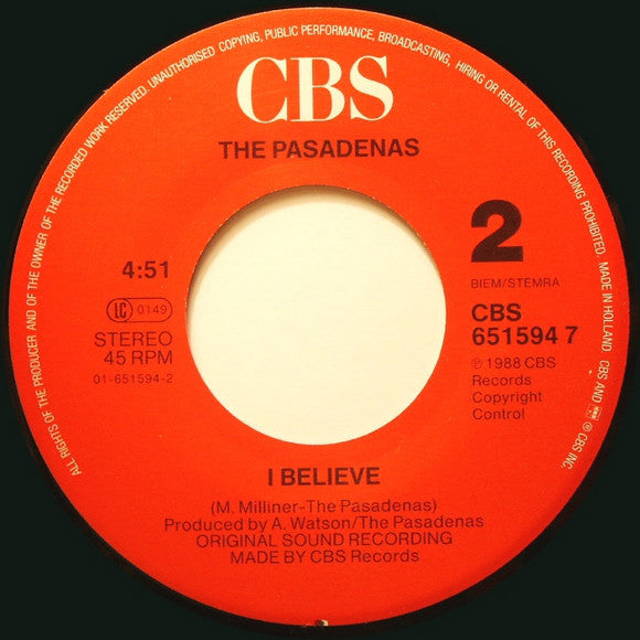 Pasadenas, The : Tribute (7",Single,45 RPM)