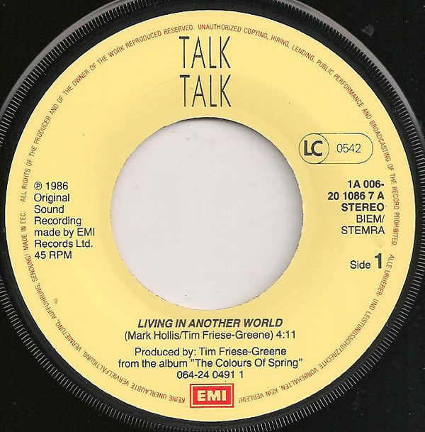 Talk Talk : Living In Another World (7",Single,45 RPM)