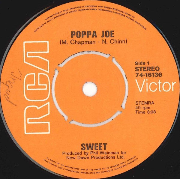 The Sweet : Poppa Joe (7",45 RPM,Single,Stereo)