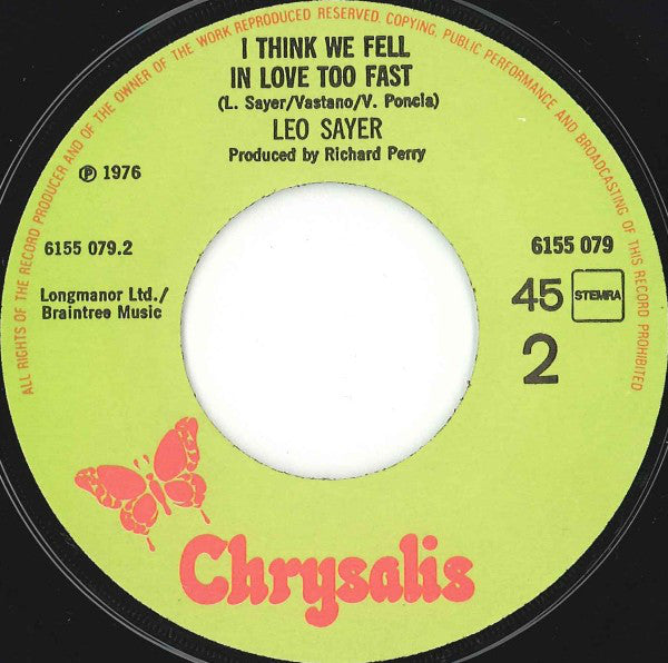Leo Sayer : When I Need You (7",45 RPM,Single)