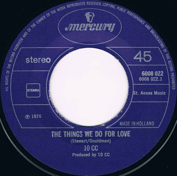 10cc : The Things We Do For Love (7",45 RPM,Single)