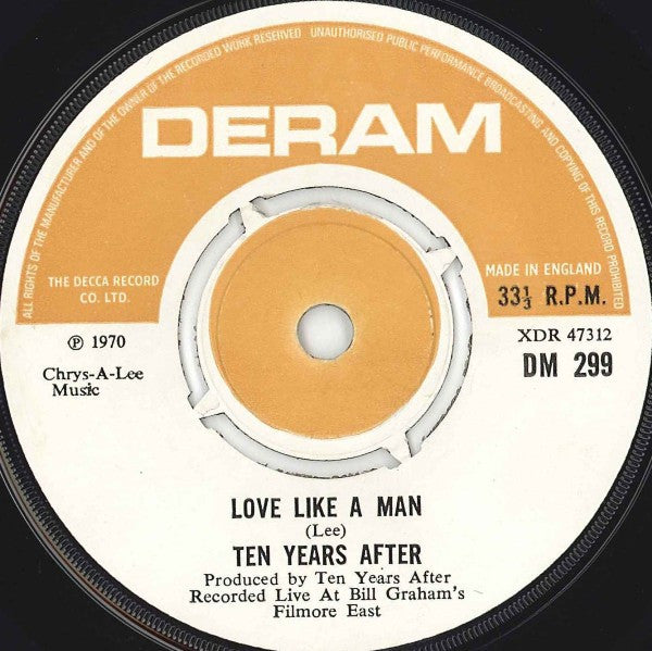 Ten Years After : Love Like A Man (7",33 ⅓ RPM,45 RPM,Single)